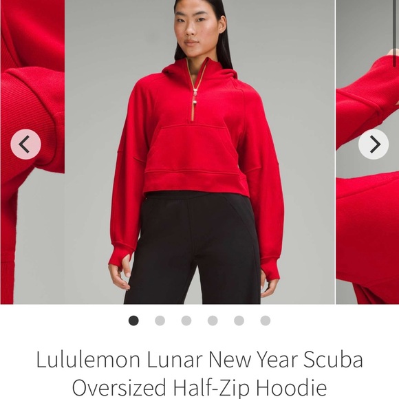 Lululemon Scuba Red Oversized Half-Zip Hoodie - Picture 2 of 6